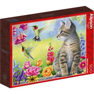 a2402355-puzzle-de-500-pieces-alipson-puzzle-chat-dans-jardin-vert-rose-33-5x23-2x4-6-cm