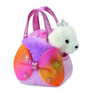 5034566615403-peluche-aurora-fancy-pal-dog-princess-bag-toy-violet-rose-21-cm