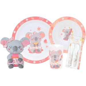006367-set-vaisselle-verre-assiette-assiette-creuse-2-couverts-et-une-peluche-enfant-fun-house-mimi-koala-gris-rose-tu
