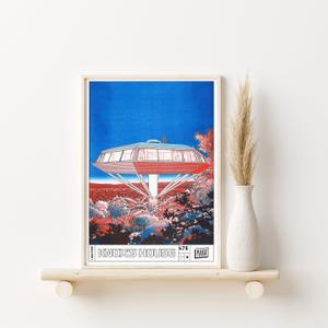 kb921plakriknoxhou-poster-kubbick-the-knox-s-house-bleu-rose-blanc-29-7x42-cm