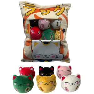 651aut057-peluche-enfant-lyo-japan-bag-maneki-neko-x6-multicolore-11-5-cm