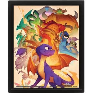 641spy001-poster-cadre-3d-lenticulaire-pyramid-spyro-character-collage-violet-orange-25-5x20-5x4-5-cm