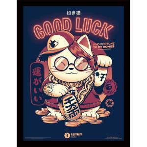 64ilu002-decoration-murale-pyramid-lucky-cat-bleu-rouge-33x1-5x43-cm