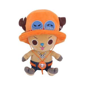 saka11108-peluche-sakami-one-piece-chopper-x-ace-beige-orange-bleu-marron