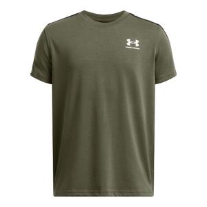 6001583-390-t-shirt-enfant-under-armour-taped-vert-marine-blanc