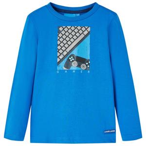 12818-t-shirt-manches-longues-imprime-gamepad-and-keyboard-enfant-vidaxl-cobalt-blue
