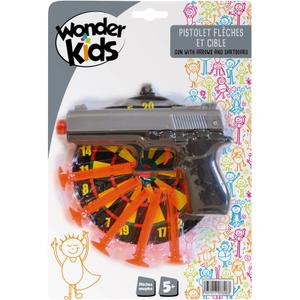 a0602178-pistolet-5-flechettes-cible-wonderkids-noir-argente-orange-22-5x3-2x17-3-cm